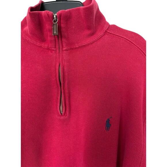 Polo by Ralph Lauren‎ Men’s Quarter Zip Red Pullover Heavy Sweater Large - Picture 3 of 6